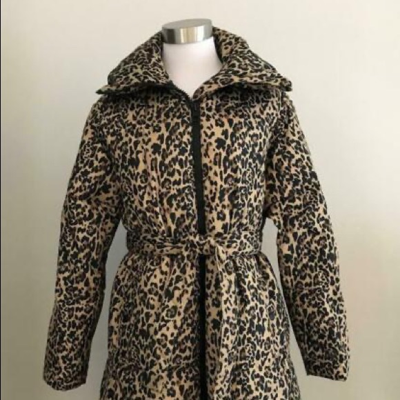 J crew leopard long belted.puffer with prima.loft - Picture 2 of 6